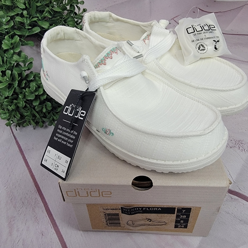 Hey Dude Wendy Flora White Shoes